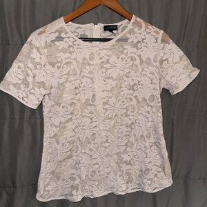 The Limited Lace Top Size M UnLined Pink Short Sleeve Cottage Core